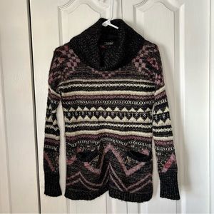 Lucky brand women’s cow neck wool blend geometric print cozy sweater XS